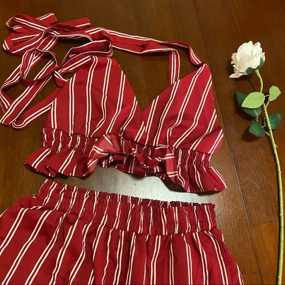 COPY - SHEIN red striped shorts set size M, NWOT 🤎 - Picture 7 of 15